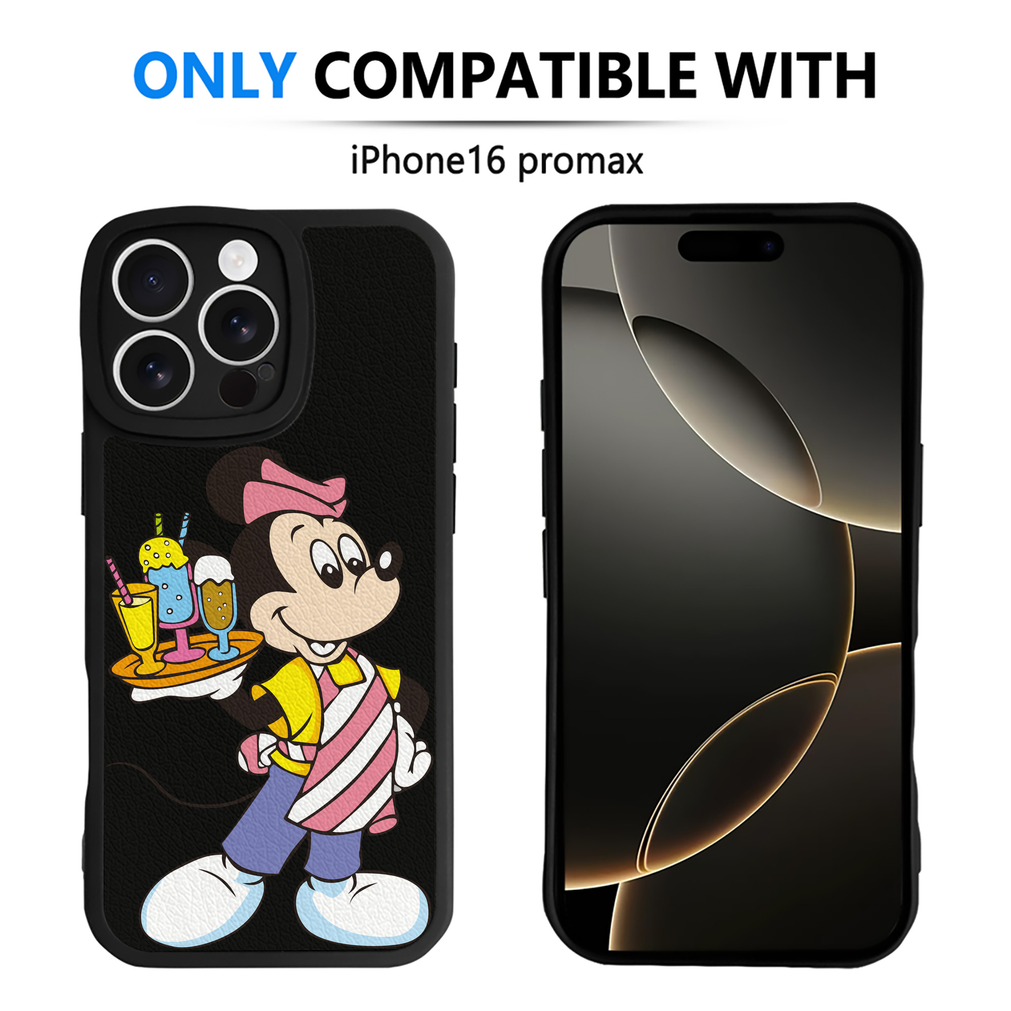 （画像用） ミッキーマウス Mickey Mouse 【iPhone 16シリーズ対応】シリコンスマホケース（レザー調） 材質：シリコン